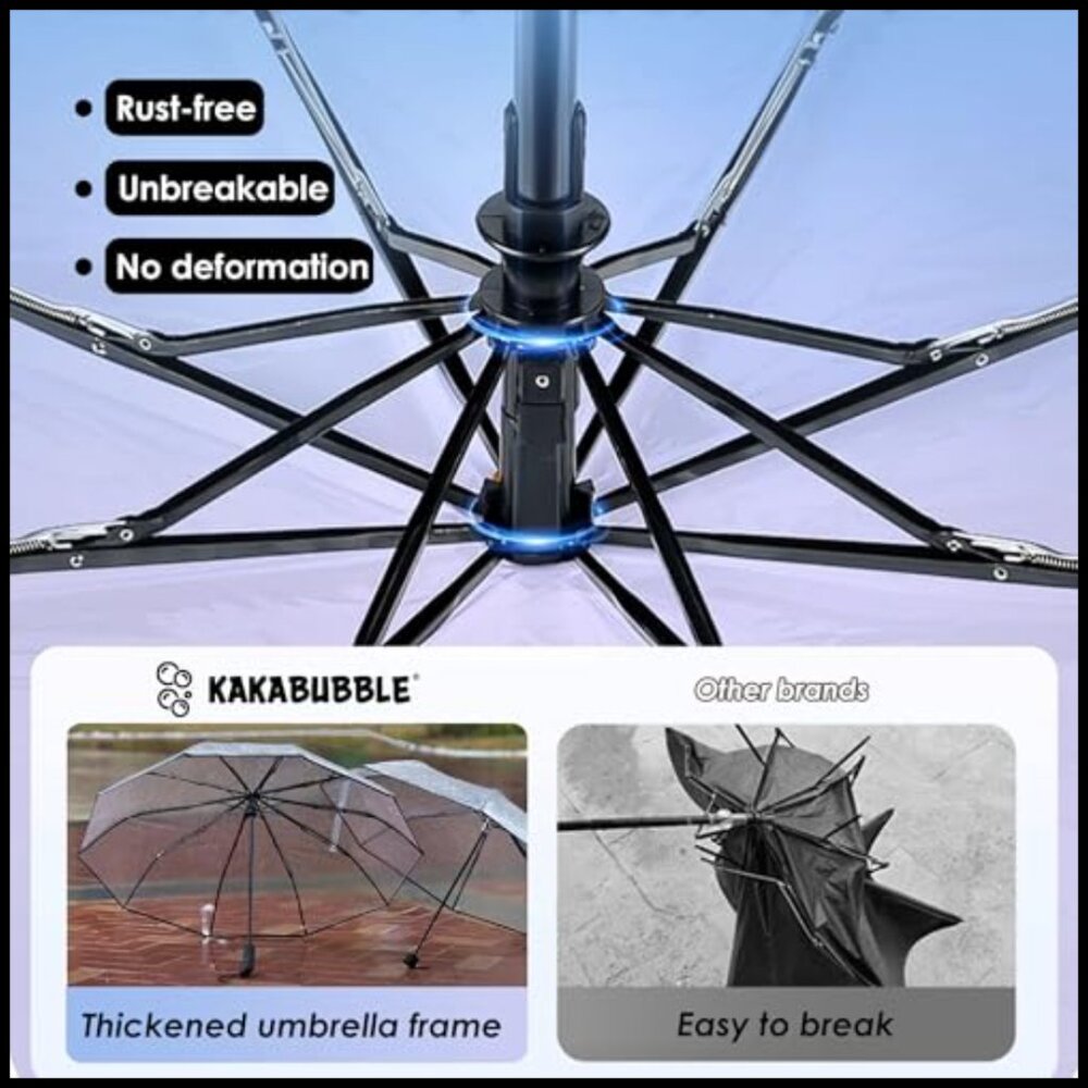 Automatic Folding Clear Umbrella Elegant Windproo… - image 4